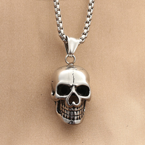 Collar con Colgante de Calavera de Acero Inoxidable, Joyería Punk Retro para Hombre, Diseño Geométrico de Esqueleto 280422 - Product Image 1