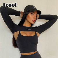 Lcool الخريف ملابس نشطة اليوغا صالة رياضية مثيرة ملابس نشطة أكمام طويلة 4 مجموعة اليوغا النشطة