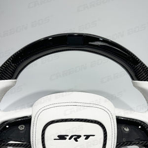 Volant LED en cuir blanc forgé en fibre de carbone pour <span class=keywords><strong>Dodge</strong></span> Challenger <span class=keywords><strong>SRT</strong></span> Charger Hellcat Grand Cherokee Intérieur automobile - Product Image 6