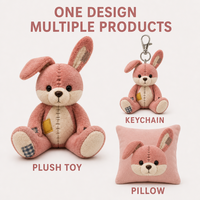 Jouets en peluche de lapin brodés sur mesure, logo et taille personnalisables, emballage cadeau, OEM ODM, faible MOQ, fabricant de peluches