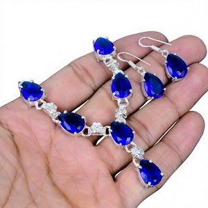 Collier en quartz topaze bleue pour elle, collier topaze + boucles d'oreilles + ensemble de bijoux, cadeau de mariage pour femme, cadeau pour maman - Product Image 5