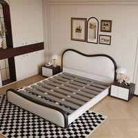 Ensembles de lits modernes en cuir blanc 2026 à prix abordable, en bois, avec rangement, pour chambre à coucher, tailles double et queen, matelas souple