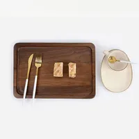 TAOTAOJU-bandeja cuadrada personalizada de fábrica, plato de servicio de madera maciza, bandeja rústica de postre de nogal, bandeja de madera para café, té