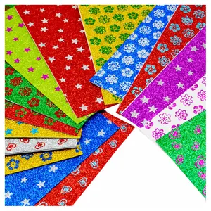 high quality bright colors hot stamping star flower printed foamy eva sheets handicraft decor adhesive glitter eva foam sheet