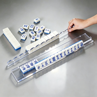 Jeu de Mahjong américain en acrylique massif, motif bleu et blanc porcelaine, tuiles entièrement personnalisées, motifs vent, fleur, joker, papillon découpés
