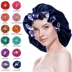 <span class=keywords><strong>Bonnet</strong></span> de nuit de luxe pour femme en satin de soie double couche, réglable et réversible, vente chaude en usine, prêt à expédier - Product Image 1