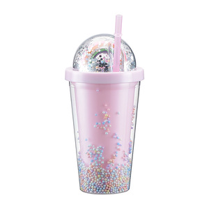 Zhen Ai Rainbow Bubble Straw Cup Large Capacity Double Walled Plastic Water Bottle For Students Back To School Gift - Product Image 5