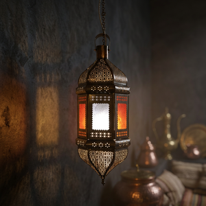 Lanterne suspendue marocaine en métal délicat et verre, style antique, lampe décorative pour Noël et la maison DL-078 - Product Image 2