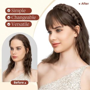 Diadema Trenzada con Flequillo Desmontable de 3 Clips, Extensiones de Cabello Sintético, Flequillo Postizo para Mujer, Venta al por Mayor - Product Image 4