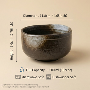 Tazón de Cerámica Japonesa Yamaki Kiln, Diseño Degradado Pintado a Mano, Estilo Tenmoku Negro Oscuro, para Matcha, Ideal para Cafeterías - Product Image 2