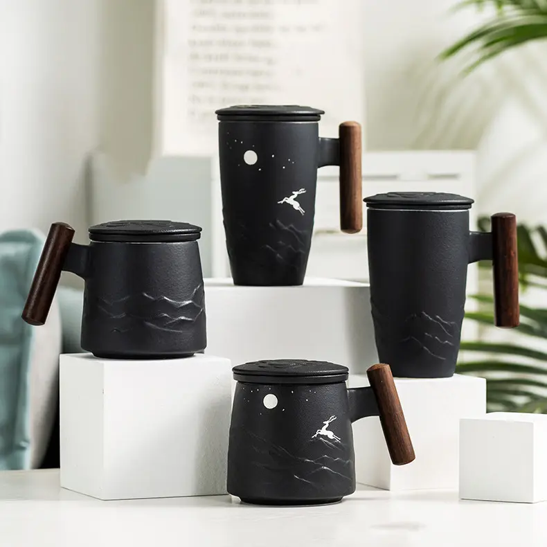 Commercio all'ingrosso eco-friendly porcellana tazza di caffè pittura a mano in ceramica acqua latte tazza di tè manico rifornito di regali aziendali personali