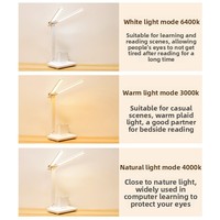 Lampe tactile moderne et minimaliste à double tête, LED dimmable, rechargeable et connectable, avec abat-jour en plastique, petit veilleuse à CRI élevé 80-89