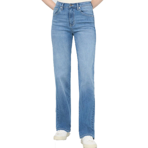 Jeans de Mezclilla Casuales para Mujer, Corte Recto, Cómodos y Elásticos, Tejido Transpirable con Elasticidad en Cuatro Direcciones, Cintura Elástica para un Estilo de Vida Activo - Product Image 2