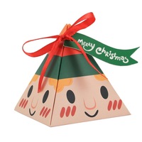 Neues Design Dreieckige Pyramiden-Blumenpapier-Geschenkbox für Weihnachten, Schokolade und Süßigkeiten mit Schleife