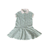 Robe florale en coton coupe trapèze pour filles, tenue d'été élégante style princesse coréenne, col polo, manches courtes, nouvelle collection 2026