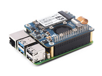 POE HAT+ Waveshare PCIe ke Papan Pengembangan Adaptor untuk Raspberry Pi 5 Mendukung Protokol NVMe M.2 Solid State Drive A356