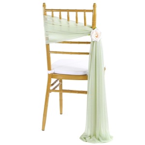 Longue <span class=keywords><strong>chaise</strong></span> de mariage ceintures vert sauge drapé <span class=keywords><strong>tissu</strong></span> pour cérémonie réception extérieur allée <span class=keywords><strong>chaise</strong></span> décorations - Product Image 1