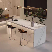 Ensemble de cuisine modulaire personnalisé, designs modernes, plan de travail en marbre, armoires de cuisine en MDF laqué PVC, prêt à assembler