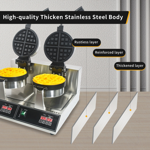 Máquina para Hacer Waffles Belgas Comercial Nueva de 2400W con Doble Cabezal, Antiadherente, de Acero Inoxidable, con Control Táctil y Temporizador para Desayunos y Panqueques - Product Image 6