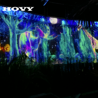 Projecteur de sol interactif à ondulations d'eau dynamiques HOVY, adapté à une utilisation en extérieur dans les parcs