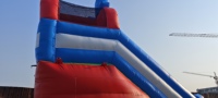 Toboggan gonflable à thème de personnage de dessin animé mignon, structure à double piste pour les enfants, idéal pour les fêtes de carnaval et les anniversaires en plein air, matériel de location
