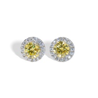 Boucles d'oreilles clous carrées en moissanite jaune citron certifiée GRA, plaquées or blanc 18 carats, en argent sterling 925, taille brillant, à griffes