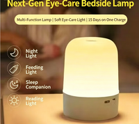 Lampe de chevet LED transfrontalière à trois couleurs, intensité réglable, rechargeable, tactile, pour chambre à coucher, veilleuse d'ambiance