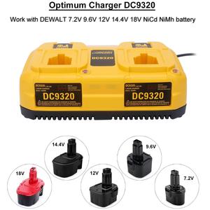 Chargeur de batterie double 7.2V-18V DC9320 Compatible avec Dewalt 18V 14.4V 12V 9.6V 7.2V NiCd NiMh Pod Style batterie XRP - Product Image 3