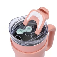 Nouvelle tasse de voiture isotherme élégante en acier inoxydable 304 à double paroi avec paille et poignée, bouteille d'eau géante de 40 oz