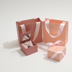 Luxury Necklace Ear Stud Magnetic Flip Jewelry <b>Box</b> with Bow Cardboard Jewelry <b>Gift</b> Boxes Jewellery Packaging with Paper Bag - Product Image 2