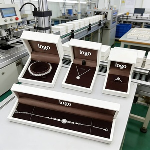 Luxury Custom logo Small Portable Pu Leather Jewellery <b>Box</b> White Ring <b>Earring</b> Necklace Jewelry <b>Box</b> with Brown Lining - Product Image 2