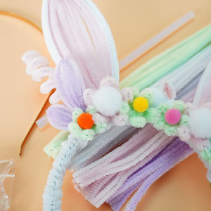 Diadema con Orejas de Conejo de Pascua, Kit de Manualidades, Diadema de Felpa Hecha a Mano con Limpiapipas <span class=keywords><strong>para</strong></span> Niñas, Decoración <span class=keywords><strong>para</strong></span> Fiestas de Pascua - Product Image 3