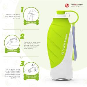 Botella de agua para perros Superdesign de 580 ml, a prueba de fugas, portátil, plegable, con tazón extraíble para perros pequeños a grandes. - Product Image 6