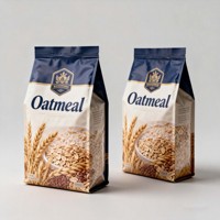 Sachet à fond plat en aluminium pour emballage alimentaire, personnalisable, en matériau de qualité alimentaire, pour céréales, flocons d'avoine et son d'avoine