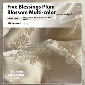 Nouveau Tissu Jacquard Soie Prune Ouvert <span class=keywords><strong>Wufu</strong></span> 30 MM 140 CM en Rayonne/Viscose/Soie, Poids Moyen, Respirant, pour Chemise et Robe Cheongsam FD6378 - Product Image 2