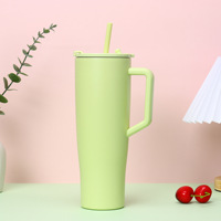 Gobelet à café isotherme portable de 40 oz en acier inoxydable à double paroi, sans BPA, avec brosse de nettoyage pour le camping et le bureau