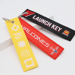 Logo tissé de haute qualité personnalisé Promotion tissu porte-clés avant <span class=keywords><strong>vol</strong></span> Low quantité minimale de commande Jet Tag porte-clés - Product Image 2