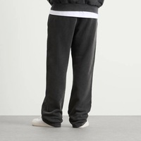 Pantalon de survêtement droit pour homme en coton épais 400 g/m² noir vintage délavé à l'acide avec impression sérigraphiée personnalisée style streetwear