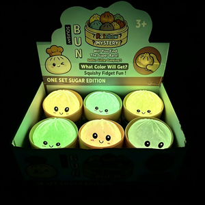 USA Warehouse Night Glow Glitter Steamed Bun Glowing Dumpling Squishy Soft Squeeze Stress Fidget Anxiety Relief Sensory Toy - Product Image 6