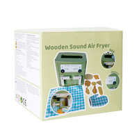 Juego de Juguetes de Cocina de Madera Realista con Sonido, Incluye Freidora de Aire y Horno Microondas de Juguete, para Juego de Roles Educativo para Niños