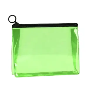 Vente en gros de sacs à main transparents à fermeture éclair en PVC, pochette de rangement pour maquillage, trousse de toilette de voyage avec logo personnalisé