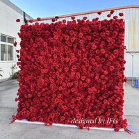 Mur de fleurs rouge sur mesure 8x2 pieds pour la décoration de mariage