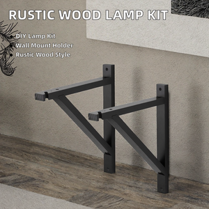 Supports muraux en métal noir robustes pour étagères flottantes, paires de supports triangulaires, supports en L industriels - Product Image 2