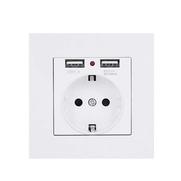 Electrical Wall Power Socket Dual USB Charger German EU Plug Outlet