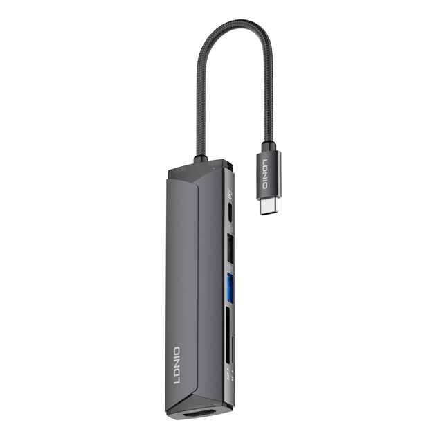 LDNIO DS-56H PD100W USB-C Multi-function Docking Station Type-C to PD3.0 HD USB2.0 SD TF Data Port