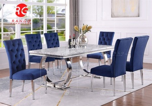 <span class=keywords><strong>Tavolo</strong></span> da Pranzo con Piano in Marmo e Sedie in Velluto <span class=keywords><strong>Nero</strong></span>, <span class=keywords><strong>Tavolo</strong></span> da Pranzo con Piano in <span class=keywords><strong>Vetro</strong></span> e Base Cromata - Product Image 4
