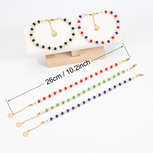 Bohemian Beaded <b>Anklet</b> Crystal Rhinestone <b>Gold</b> Plated Women's Beach Jewelry - Product Image 2