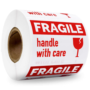 Fábrica al por mayor de plástico térmico etiquetas de envío pegatina <span class=keywords><strong>3x2</strong></span> pulgadas rojo frágil personalizado UV para supermercado almohada código de barras - Product Image 1