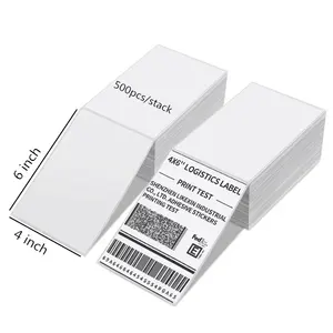 Manufacturer White A6 Direct Mailing Adhesive Waybill Shipping Paper Fanfold Stickers 4x6 Thermal Label