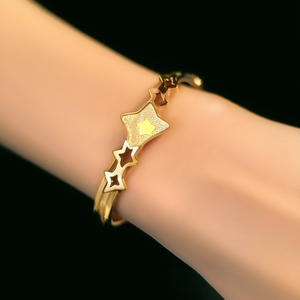 Bracelet tendance en acier inoxydable 316L plaqué or PVD, design étoile, bijoux pour femmes - Product Image 3